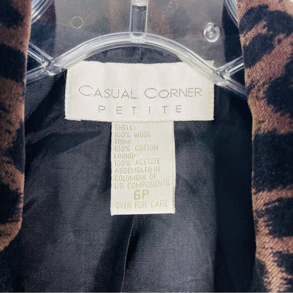 Vintage black brown animal print leopard velvet classic cropped wool blazer 6P - Picture 4 of 5